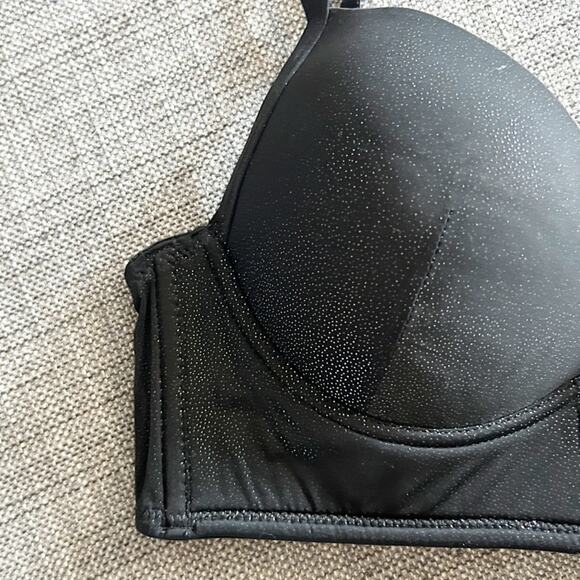 Tezenis Black Padded Underwire Bra Adjustable Straps Plunge Size 36B - Picture 4 of 5